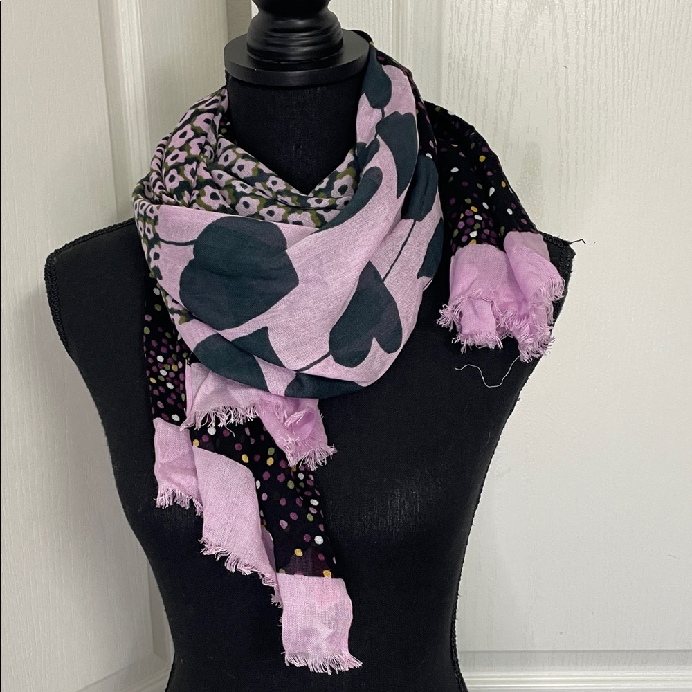 Kate Spade shawl scarf 25X75” light summer evening beach cruise pink black